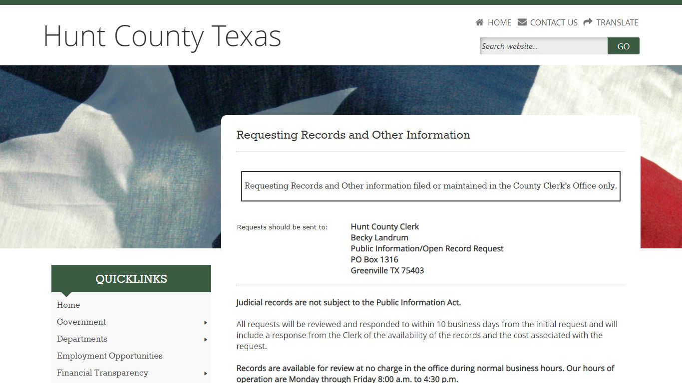 Welcome to Hunt County, Texas | County Clerk | Requesting Records and ...