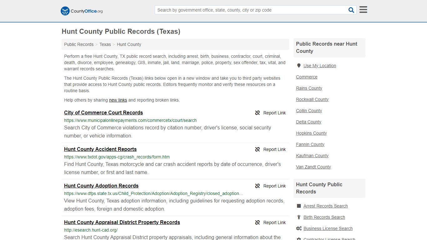 Public Records - Hunt County, TX (Business, Criminal, GIS, Property ...